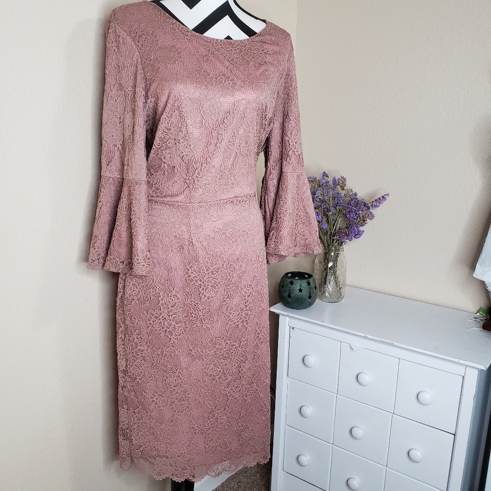 Mikarose Dusty Pink Lace Pencil Fit Dress🌵